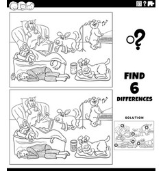 Differences Task With Cartoon Dogs Coloring Page