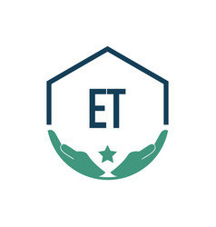 Initial Letter Et Hand Shield Security Logo