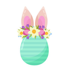 Easter Egg With Bunny Ears In Flat Style