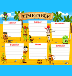 Education Timetable Schedule Vegetable Pirates