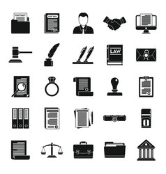 Law Notary Icons Set Simple Style