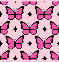 Pink Emo Pattern With Butterflies And Stars