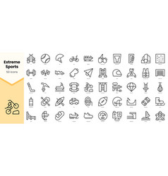 Set Of Extreme Sports Icons Simple Line Art Style