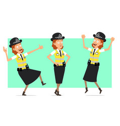 Cartoon Flat British Police Woman Character Set