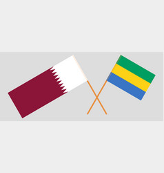 Crossed Flags Of Gabon And Qatar