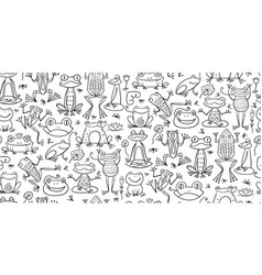 Funny Frogs Family Seamless Pattern Background