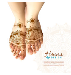 Mehndi Henna Woman Feet Realistic Design