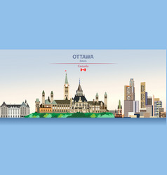 Ottawa City Skyline On Colorful Gradient