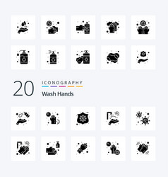 20 Wash Hands Solid Glyph Icon Pack Like Washing