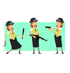 Cartoon Flat British Police Woman Character Set