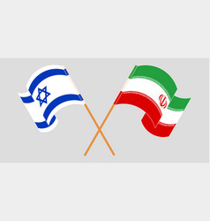 Crossed And Waving Flags Of Iran And Israel