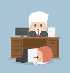 Employee Sleeping Under His Desk And Angry Boss