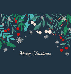 Merry Christmas Greeting Card With Floral Frame