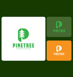 Pine Tree P Letter Logo Design Template