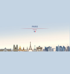 Paris City Skyline Poster On Colorful Gradient