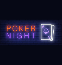 Poker Night Neon Text With Playing Cards