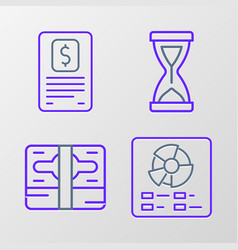 Set Line Pie Chart Infographic Stacks Paper Money