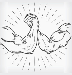 Sketch Strong Arm Wrestling Fighting Doodle Hand