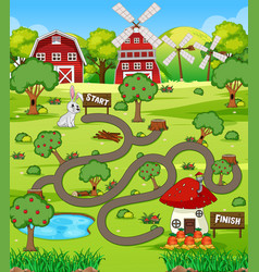 Boardgame template with green frogs in park Vector Image