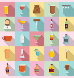 Bartender Icons Set Flat Style