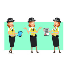 Cartoon Flat British Police Woman Character Set