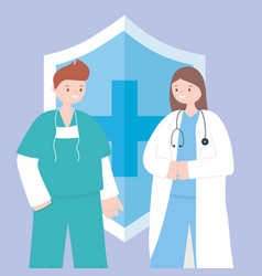 Doctors And Nurses Female Physician And Male