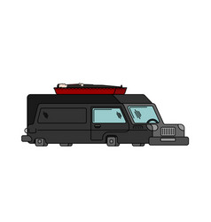 Hearse And Coffin Cartoon Style Funeral Car