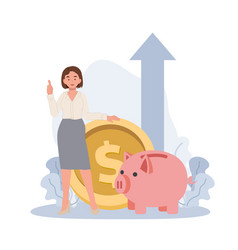 Piggy Bank Money Savings Concept Business Woman