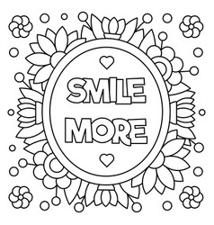 Smile more coloring page Royalty Free Vector Image