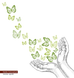 Drawing Hands Releasing Butterfly