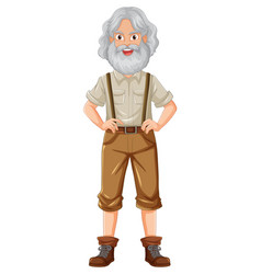 Old Hipster Man Wearing Suspenders Cartoon