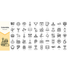 Simple Outline Set Of Colombia Icons Linear Style