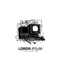 A Logo Of Computer System With Cpu Silhouette