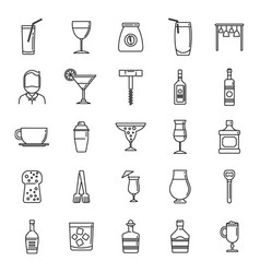 Bartender Man Icons Set Outline Style