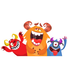 Cartoon Monsters Set Birthday Party Invitation