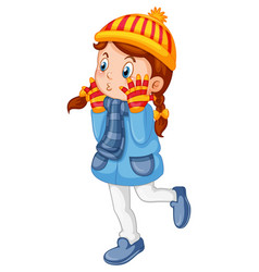 Cute Girl In Winter Outfit Cartoon