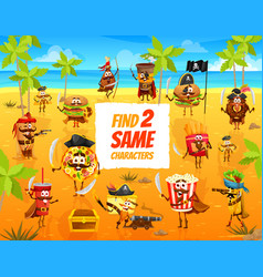 Find Two Same Cartoon Pirates Fastfood Kids Game