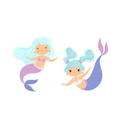 Mermaid With Waving Hair Floating Underwater