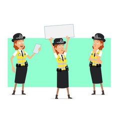 Cartoon Flat British Police Woman Character Set