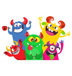 Cartoon Monsters Set Birthday Party Invitation