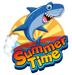 Cute Shark Surfing Cartoon Icon