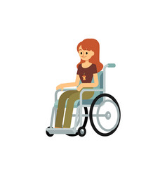 Disabled Ginger Girl In Modern Wheelchair Sitting