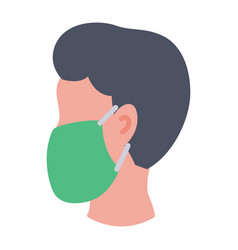 Man Wear Mask From Side Icon With Modern Flat