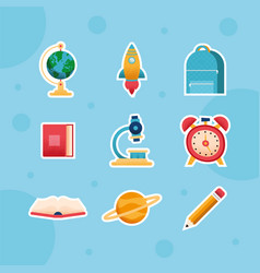 Nine School Supplies Icons