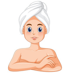 A Woman Wrapped Hair With Towel