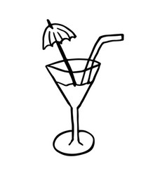 Cocktail With Straw And Umbrella Doodle