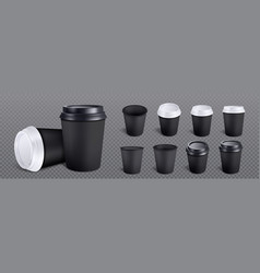 3d Black Coffee Cup Isolated Mockup Set