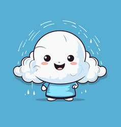 Cute Cloud With Rain On Blue Background Cartoon