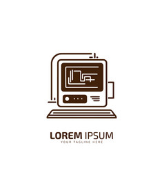 A Logo Of Computer System With Wire Silhouette