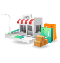 Isometric Concept Shopping Shop For Family Needs